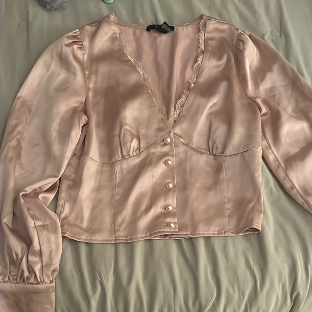 Elegant Satin Blouse in Soft Pink